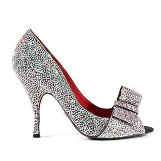 Cesare Paciotti Satin / Leather Crystalzied Peep-Toe Pumps (CPWCRY434)-AmbrogioShoes