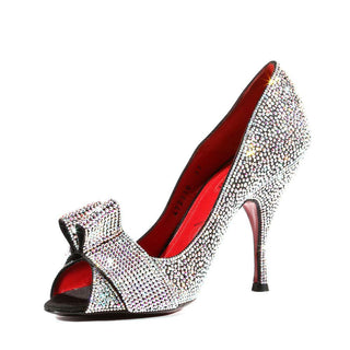 Cesare Paciotti Satin / Leather Crystalzied Peep-Toe Pumps (CPWCRY434)-AmbrogioShoes
