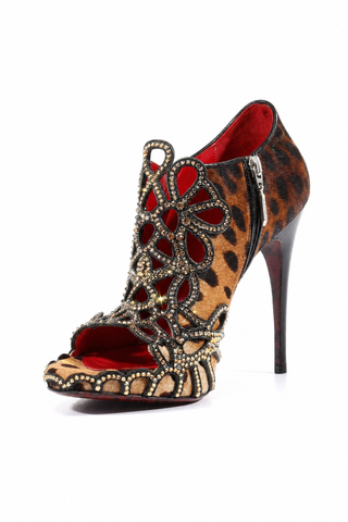 Cesare Paciotti Strassed Women's Leopard Embossed Designer Shoes (PACRY765110C)