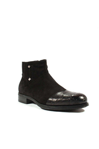 Cesare Paciotti Struzzo Black Vit Cam Suede / Lizard Claw Boots (CPM2565)