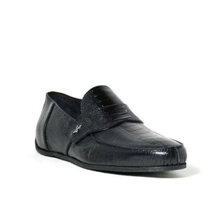 Cesare Paciotti Luxury Italian Struzzo Zamp Navy Lizard Loafers (CPM2328)
