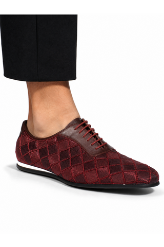 Cesare Paciotti Valvet Bordo Soft Melanzana Leather / Fabric Oxfords (CPM2510)