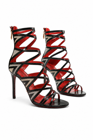 Cesare Paciotti Women's Baby Kid Black+Camoscio Perla Sandals (CPW4614)