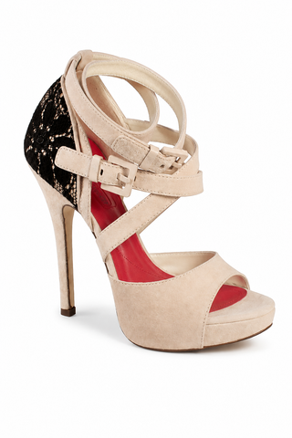 Cesare Paciotti Women's Beige Suede Lace Platform Strap Sandals PB874010T (CPW631)