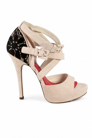 Cesare Paciotti Women's Beige Suede Lace Platform Strap Sandals PB874010T (CPW631)