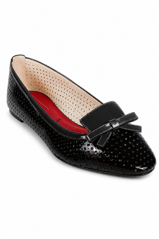 Cesare Paciotti Women's Black Patent Bow-Tie Ballerina Slippers (CPW645)