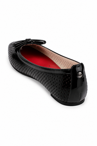 Cesare Paciotti Women's Black Patent Bow-Tie Ballerina Slippers (CPW645)