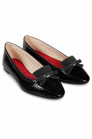 Cesare Paciotti Women's Black Patent Bow-Tie Ballerina Slippers (CPW645)