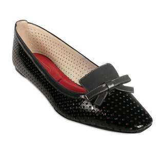 Cesare Paciotti Womens Black Patent Leather Bow-Tie Ballerina Slippers (CPW645)-AmbrogioShoes
