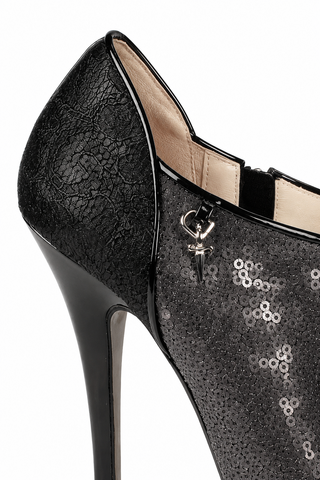 Cesare Paciotti Women's Black Sequenced Laced Patent Peep-Toe Sandals (CPW637)