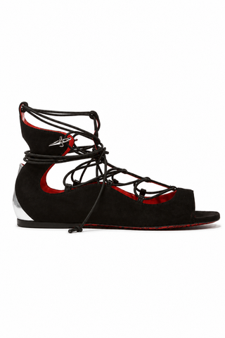 Cesare Paciotti Women's Camoscio Mirror Black Metalic Silver Flats (CPW4500)
