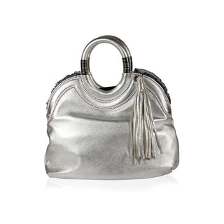 Cesare Paciotti Women's Designer Handbag Silver Leather Hobo (CP1520)