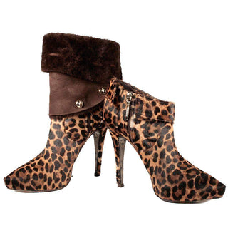 Cesare Paciotti Womens Shoes Exotic Pony Leopard Winter Short Boots (CPW720)-AmbrogioShoes