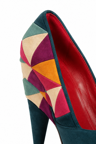 Cesare Paciotti Women's Designer Shoes Green Multi-Color Patchwork Pumps (KCPW583)