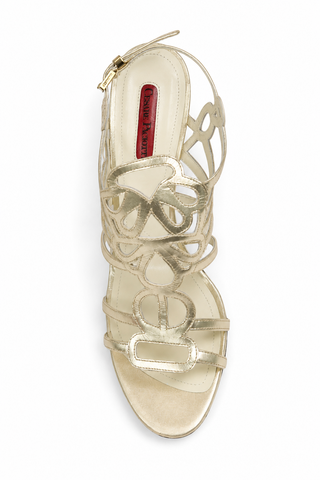 Cesare Paciotti Women's Designer Shoes High Heel Gold Leather Sandals (CPW513)