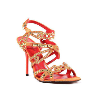 Cesare Paciotti Womens Shoes High Heel Platform Orange Crystals Sandals (CPW528)-AmbrogioShoes