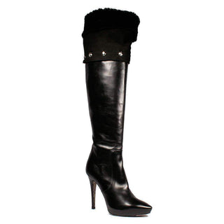 Cesare Paciotti Womens Shoes High-Heel Tall Black Leather Boots (CPW725)-AmbrogioShoes