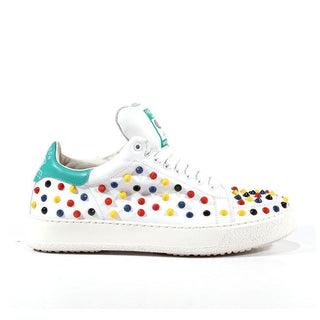Cesare Paciotti Womens Shoes Nappa Soft Bianco Multi-Color Leather Sneakers (CPW3004)-AmbrogioShoes