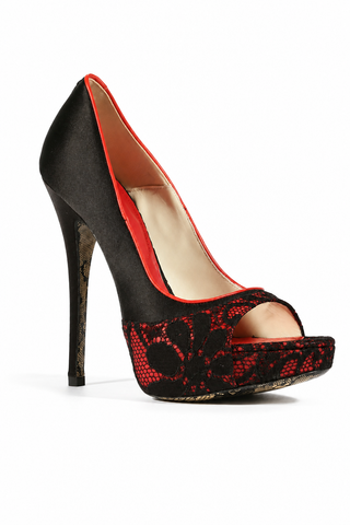 Cesare Paciotti Women's Designer Shoes Red Black Lace Satin Leather Sandals (CPW638)