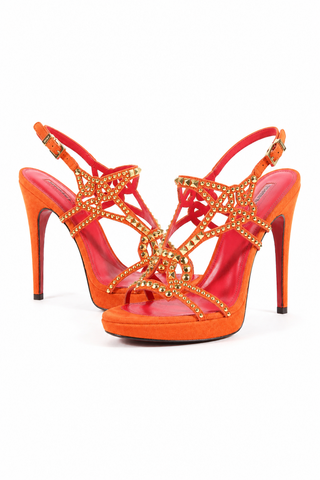 Cesare Paciotti Women's Designer Shoes Red High-Heel Platform Sandals (CPW549)