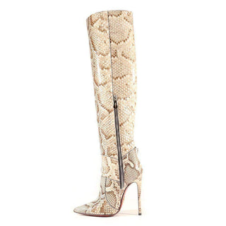 $2800 Cesare Paciotti Womens Shoes Roccia Beige Snake Boots-AmbrogioShoes