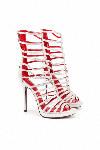 Cesare Paciotti Women's Designer Shoes Sisssi Argento Satin Silver Leather (CPW3040)