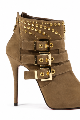 Cesare Paciotti Women's Designer Shoes Vit Cam Army Suede / Leather Green Boots (CPW3027)