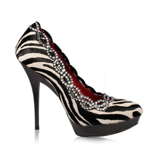 $1225 Cesare Paciotti Womens Shoes Zebra Pony Platform Pumps w/ Swarovski Elements (CPW709)-AmbrogioShoes