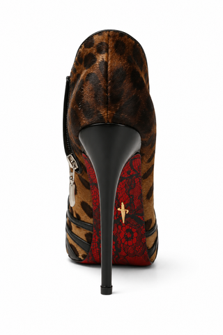 Cesare Paciotti Women's Leopard Embossed Fabric High Heel Sandals (CPW914)