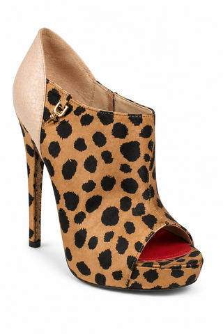 Cesare Paciotti Women's Leopard Satin Peep-Toe Bootsy Boots PB873410Y (CPW624)