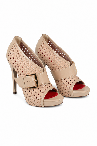 Cesare Paciotti Women's Light Rose Beige Leather Suede Platform Sandals (CPW623)