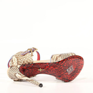 Cesare Paciotti Women's Shoes Beige & Blue Exotic Snake-Skin / Calf-Skin Leather High-Heel Sandals (CPW3037)-AmbrogioShoes