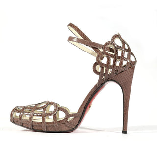Cesare Paciotti Strassed Shoes Snake-Skin Brown High Heel Platforms PZ615910Y (CPW555)-AmbrogioShoes