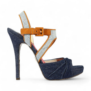 Cesare Paciotti Blue Designer Shoes Denim & Jean Platform Sandals PB873910T (CPW629)-AmbrogioShoes