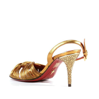 Cesare Paciotti Hand Strass Crystal Gold Spaghetti Sandals (CPW378)-AmbrogioShoes