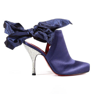 Cesare Paciotti Hand Strass Crystal Blue Satin Peep Toe Bootsies (CPW336)-AmbrogioShoes