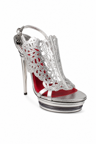 Cesare Paciotti Women's Silver Double Stacked Platform Sandals PB814510 (CPW615)