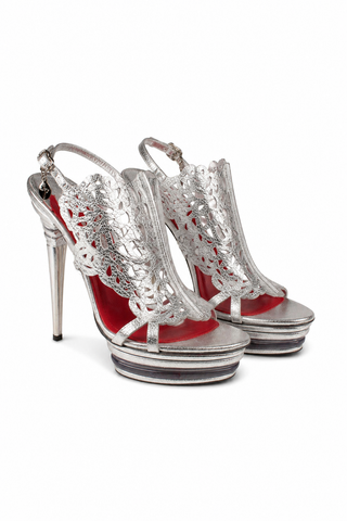 Cesare Paciotti Women's Silver Double Stacked Platform Sandals PB814510 (CPW615)