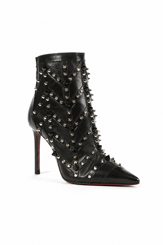 Cesare Paciotti Women's Studded Silver Baby Lux Black Low Boots Designer Shoes (CPW4602)