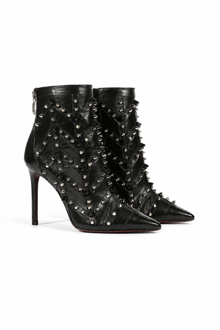 Cesare Paciotti Women's Studded Silver Baby Lux Black Low Boots Designer Shoes (CPW4602)