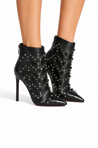 Cesare Paciotti Women's Studded Silver Baby Lux Black Low Boots Designer Shoes (CPW4602)