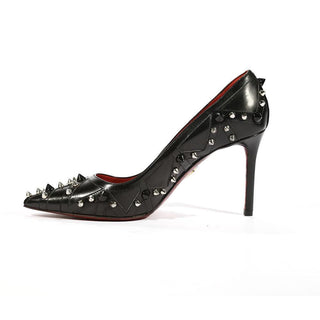 Cesare Paciotti Women's Studded Silver Baby Lux Black Pumps Shoes (CPW4603)-AmbrogioShoes