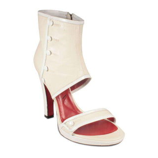 Cesare Paciotti Womens White Patent Leather Button-Up Sandals (KCPW600)-AmbrogioShoes