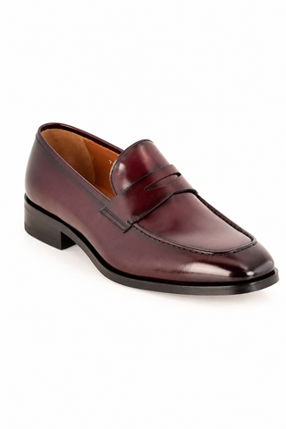 Corrente 7486 Leather Penny Loafer - Burgundy