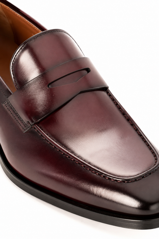 Corrente 7486 Leather Penny Loafer - Burgundy