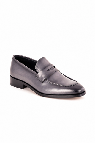 Corrente 7486 Leather Penny Loafer - Gray
