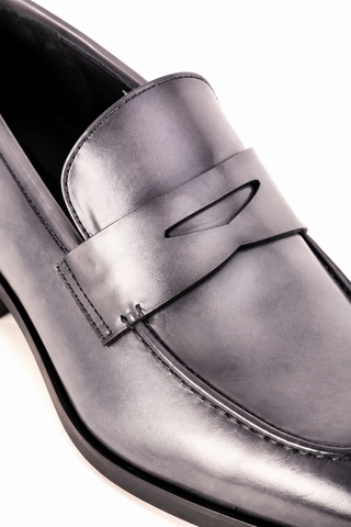 Corrente 7486 Leather Penny Loafer - Gray