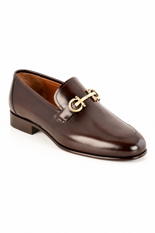 Corrente 7260 Leather Horse-Bit Loafer - Chocolate