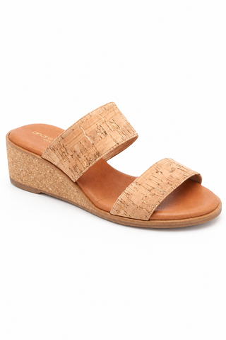 Andre Assous Gwenn women's cork wedge sandals in natural color with 1.5-inch heel