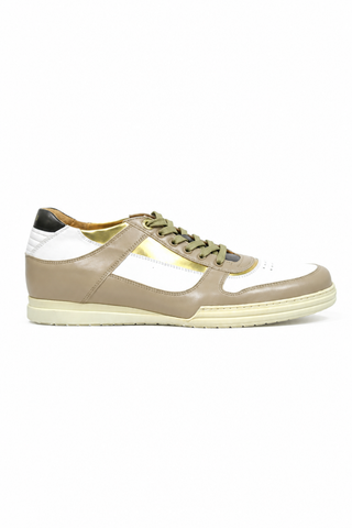 Cesare Paciotti Luxury Italian Men's Sand-White Oro Beige White Gold Sneakers (CPM5122)